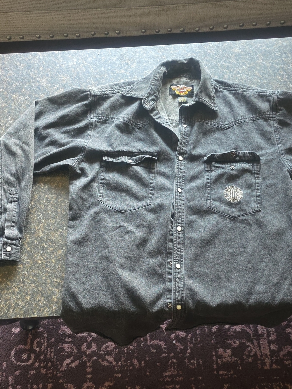 Harley-Davidson Black Snap-Front Casual Button-Down Shirt